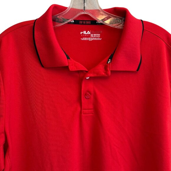 Fila Mens Stay the Course Athletic Fit Red Golf Polo - Size XL - Picture 2 of 7